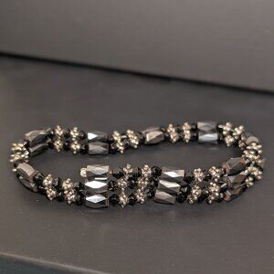 Black Magnetic Hematite Adjustable Wrap Beaded Bracelet Necklace
